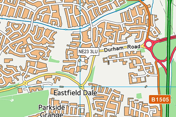 NE23 3LU map - OS VectorMap District (Ordnance Survey)