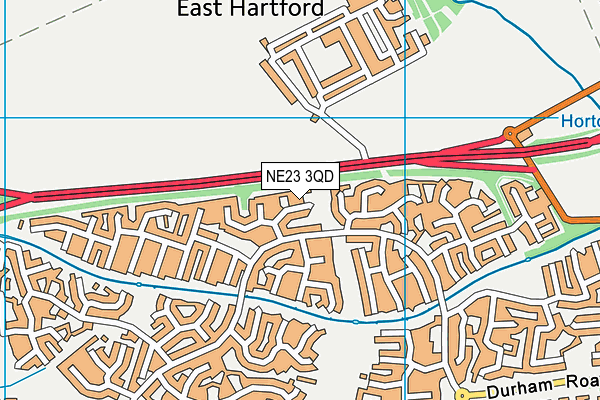 NE23 3QD map - OS VectorMap District (Ordnance Survey)