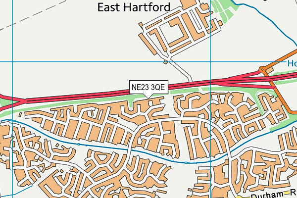 NE23 3QE map - OS VectorMap District (Ordnance Survey)