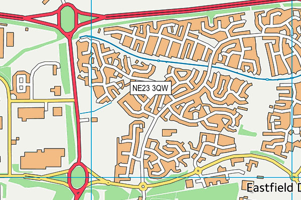 NE23 3QW map - OS VectorMap District (Ordnance Survey)