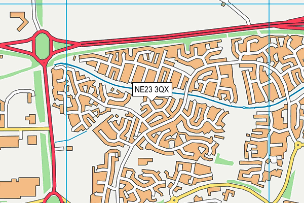 NE23 3QX map - OS VectorMap District (Ordnance Survey)