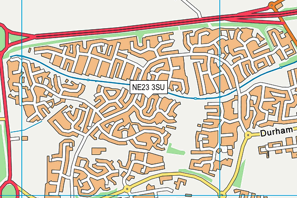 NE23 3SU map - OS VectorMap District (Ordnance Survey)
