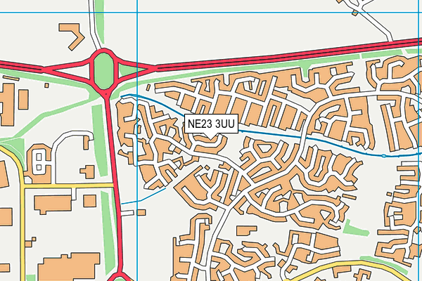 NE23 3UU map - OS VectorMap District (Ordnance Survey)