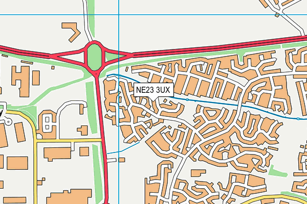 NE23 3UX map - OS VectorMap District (Ordnance Survey)