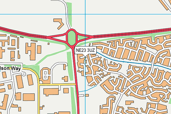 NE23 3UZ map - OS VectorMap District (Ordnance Survey)