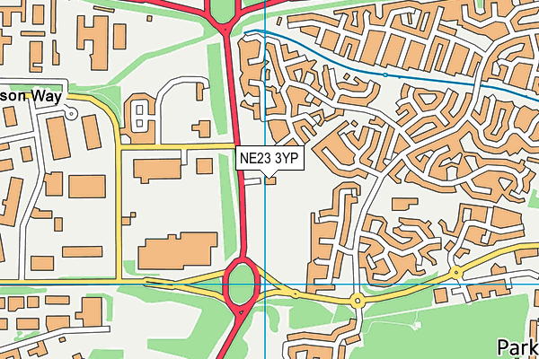 NE23 3YP map - OS VectorMap District (Ordnance Survey)