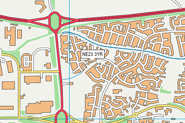 NE23 3YR map - OS VectorMap District (Ordnance Survey)