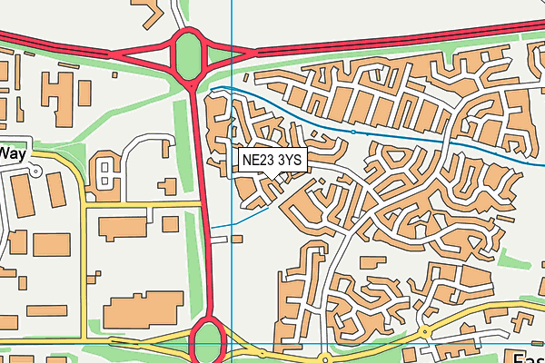 NE23 3YS map - OS VectorMap District (Ordnance Survey)