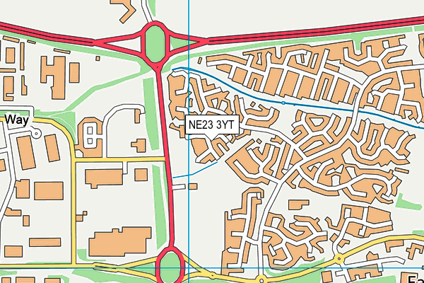 NE23 3YT map - OS VectorMap District (Ordnance Survey)