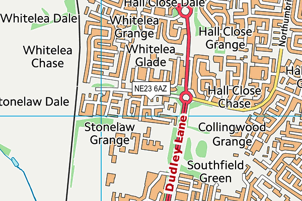 NE23 6AZ map - OS VectorMap District (Ordnance Survey)