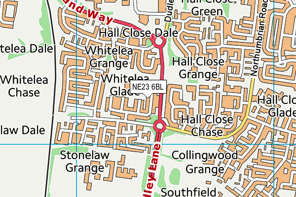 Hareside Primary School map (NE23 6BL) - OS VectorMap District (Ordnance Survey)