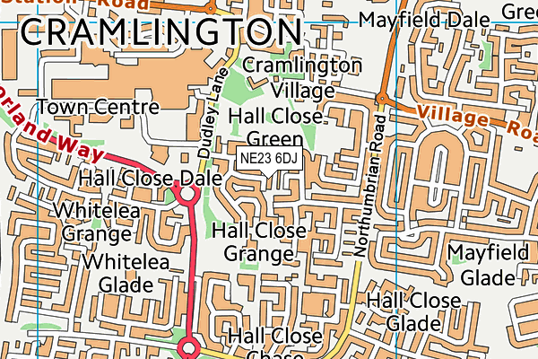 NE23 6DJ map - OS VectorMap District (Ordnance Survey)