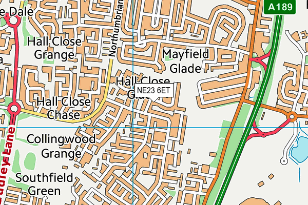 NE23 6ET map - OS VectorMap District (Ordnance Survey)