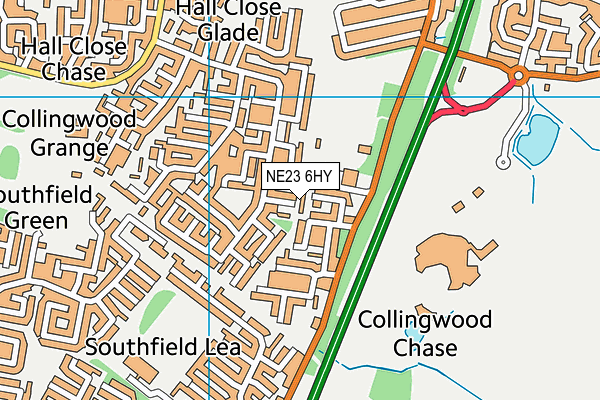 NE23 6HY map - OS VectorMap District (Ordnance Survey)