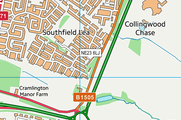 NE23 6LJ map - OS VectorMap District (Ordnance Survey)