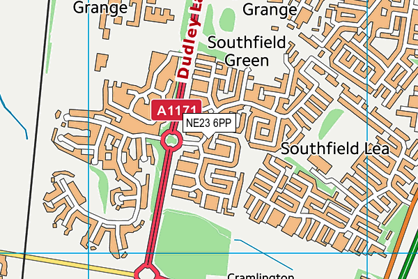 NE23 6PP map - OS VectorMap District (Ordnance Survey)