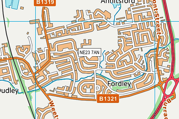 NE23 7AN map - OS VectorMap District (Ordnance Survey)