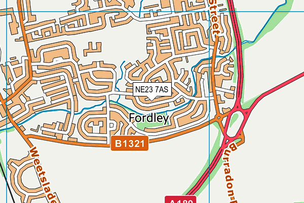 NE23 7AS map - OS VectorMap District (Ordnance Survey)