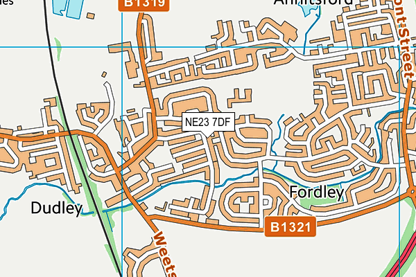NE23 7DF map - OS VectorMap District (Ordnance Survey)