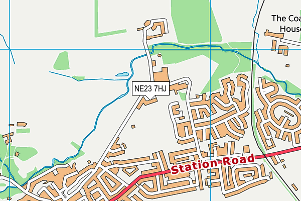 NE23 7HJ map - OS VectorMap District (Ordnance Survey)
