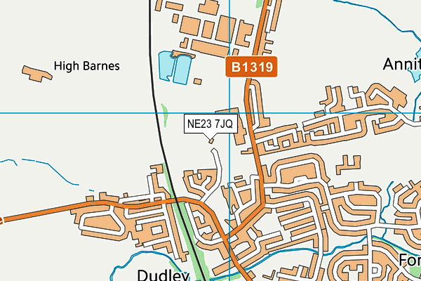 NE23 7JQ map - OS VectorMap District (Ordnance Survey)