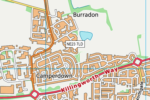 NE23 7LD map - OS VectorMap District (Ordnance Survey)