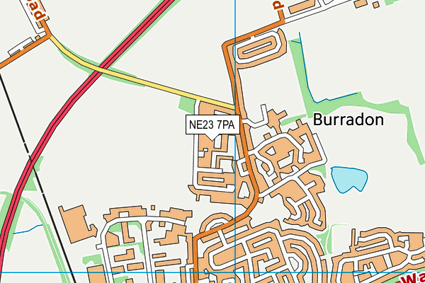 NE23 7PA map - OS VectorMap District (Ordnance Survey)