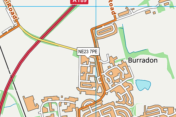 NE23 7PE map - OS VectorMap District (Ordnance Survey)