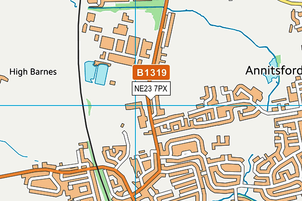 NE23 7PX map - OS VectorMap District (Ordnance Survey)