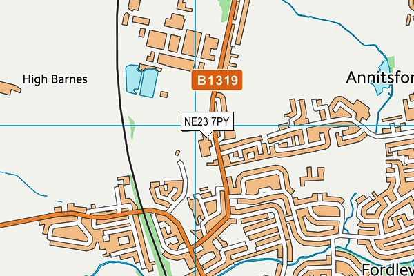 NE23 7PY map - OS VectorMap District (Ordnance Survey)