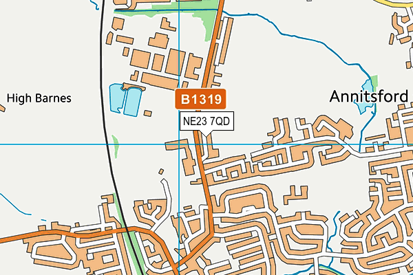 NE23 7QD map - OS VectorMap District (Ordnance Survey)