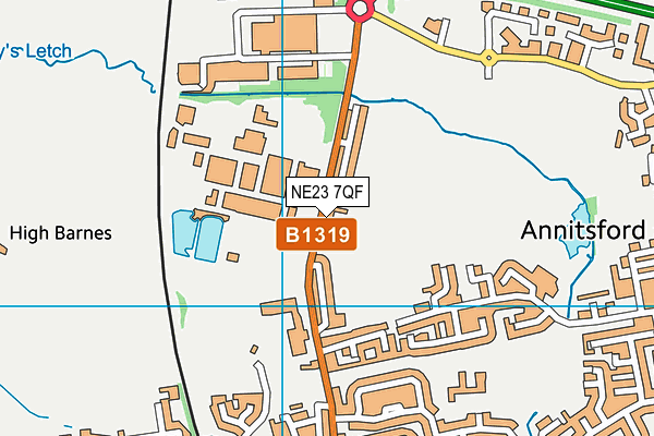 NE23 7QF map - OS VectorMap District (Ordnance Survey)