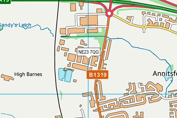 NE23 7QG map - OS VectorMap District (Ordnance Survey)