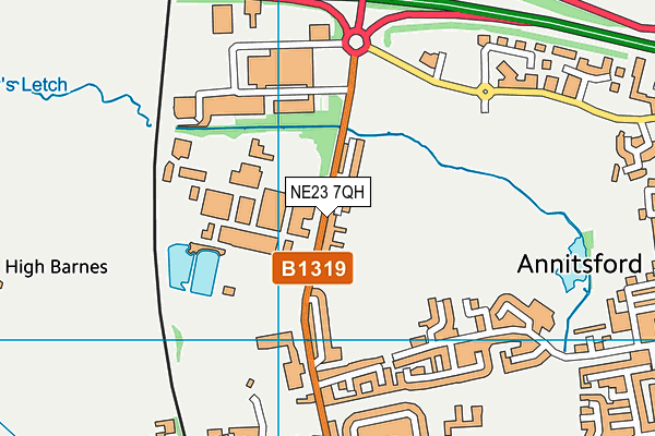 NE23 7QH map - OS VectorMap District (Ordnance Survey)