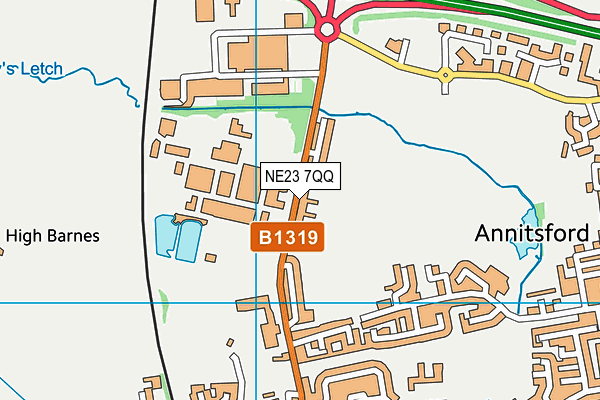NE23 7QQ map - OS VectorMap District (Ordnance Survey)