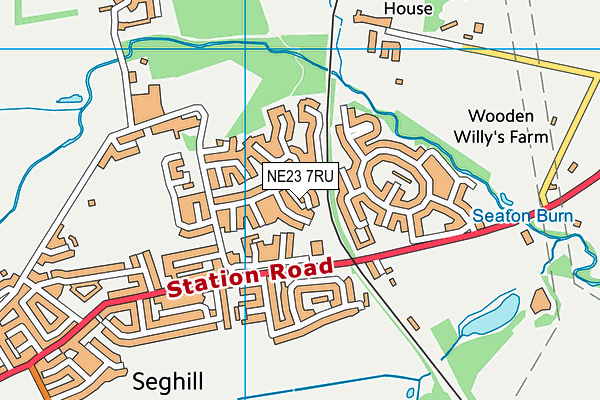 NE23 7RU map - OS VectorMap District (Ordnance Survey)