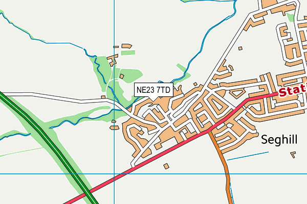 NE23 7TD map - OS VectorMap District (Ordnance Survey)
