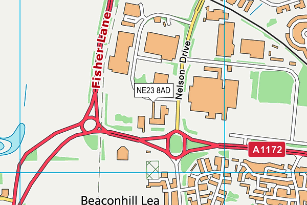 Blueprint Health And Fitness (Closed) map (NE23 8AD) - OS VectorMap District (Ordnance Survey)