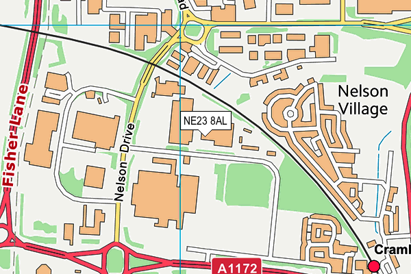 NE23 8AL map - OS VectorMap District (Ordnance Survey)
