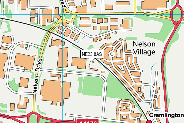 NE23 8AS map - OS VectorMap District (Ordnance Survey)