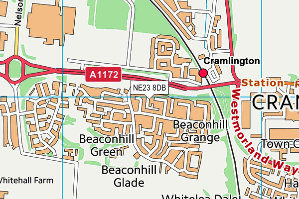 NE23 8DB map - OS VectorMap District (Ordnance Survey)