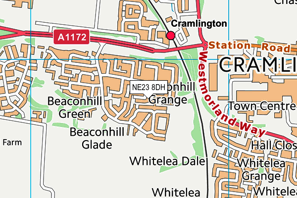 NE23 8DH map - OS VectorMap District (Ordnance Survey)