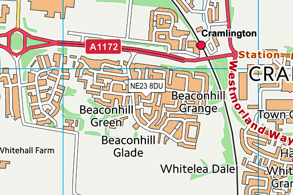 NE23 8DU map - OS VectorMap District (Ordnance Survey)