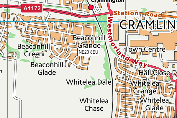 NE23 8EU map - OS VectorMap District (Ordnance Survey)