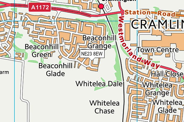 NE23 8EW map - OS VectorMap District (Ordnance Survey)