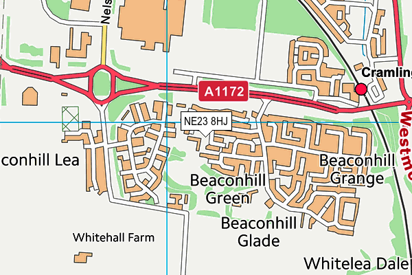 NE23 8HJ map - OS VectorMap District (Ordnance Survey)