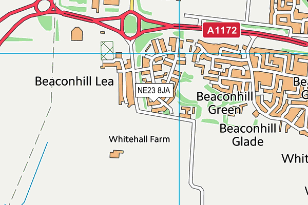 NE23 8JA map - OS VectorMap District (Ordnance Survey)