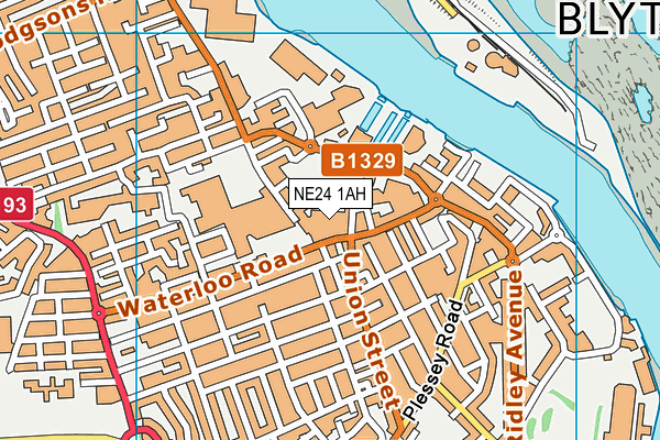 NE24 1AH map - OS VectorMap District (Ordnance Survey)