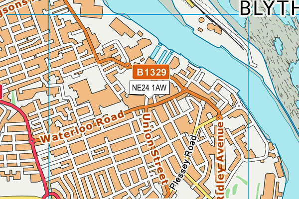 NE24 1AW map - OS VectorMap District (Ordnance Survey)