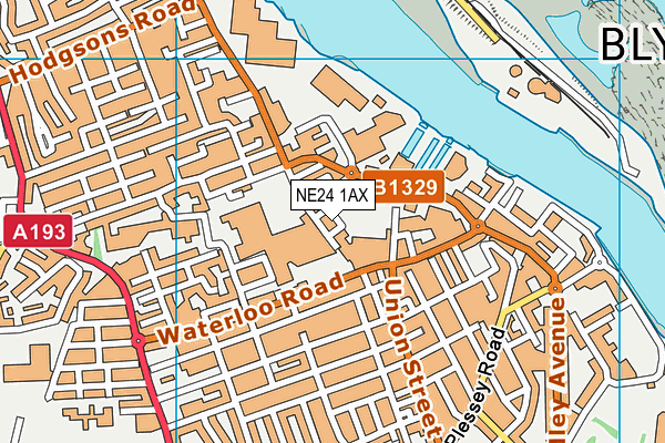 NE24 1AX map - OS VectorMap District (Ordnance Survey)